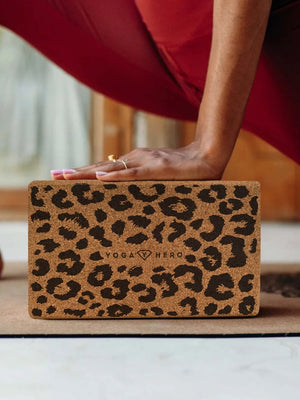 Cork yoga block leopard