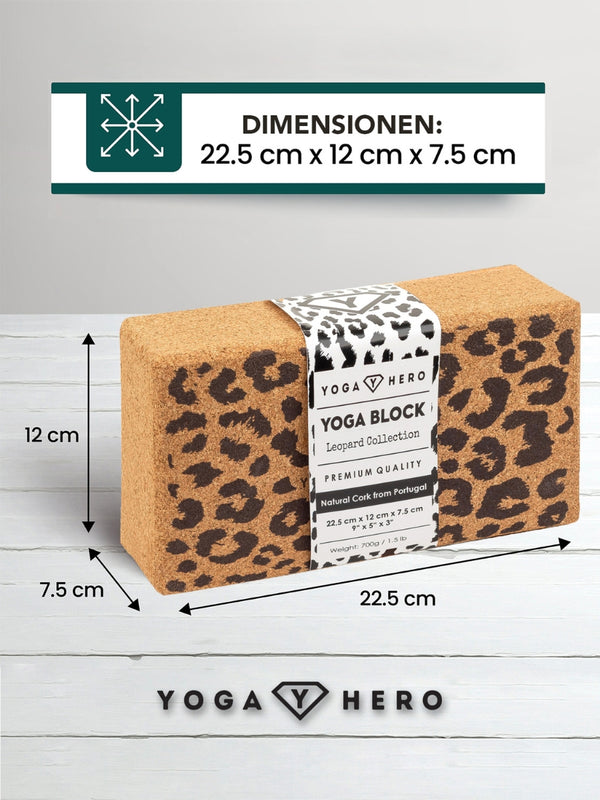Cork yoga block leopard