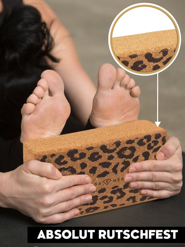 Cork yoga block leopard