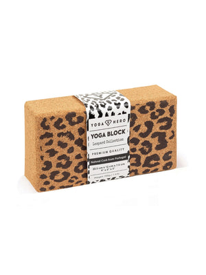 Cork yoga block leopard