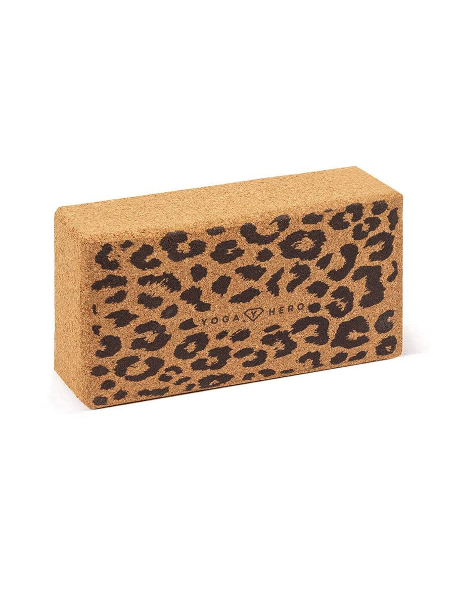 Cork yoga block leopard