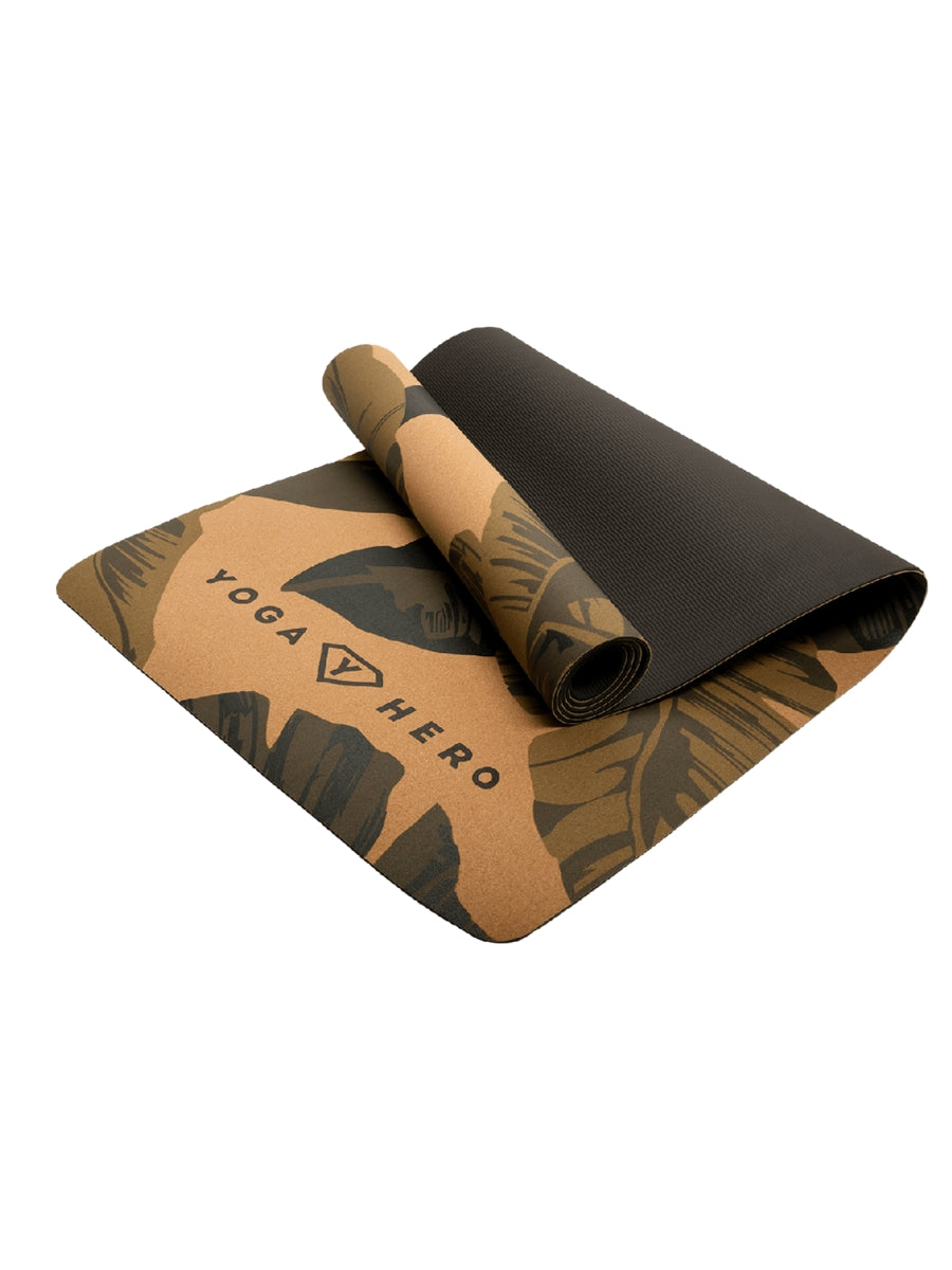 Cork yoga mat Leaves 4mm