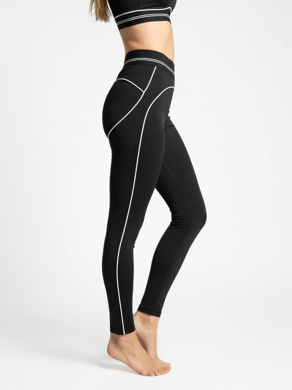 Set Leggings + BH Contrast Heartline - Schwarz