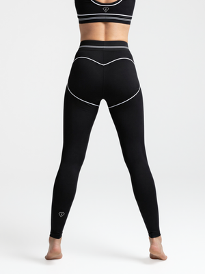 Set Leggings + BH Contrast Heartline - Schwarz
