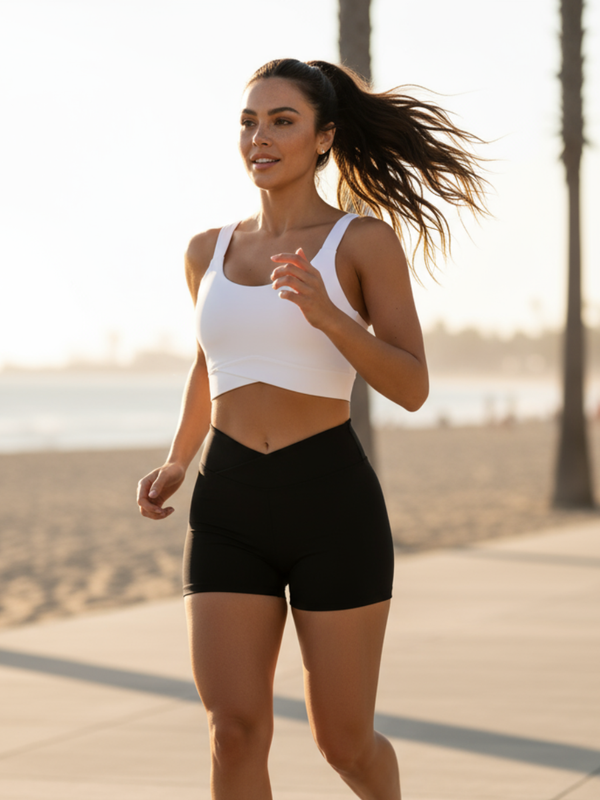 Set V-Cross Shorts + Sports Bra Cross black/white 