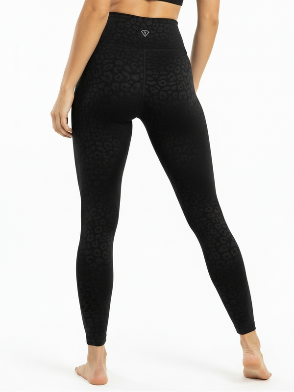 Set Leggings + Sport BH Leopard Schwarz
