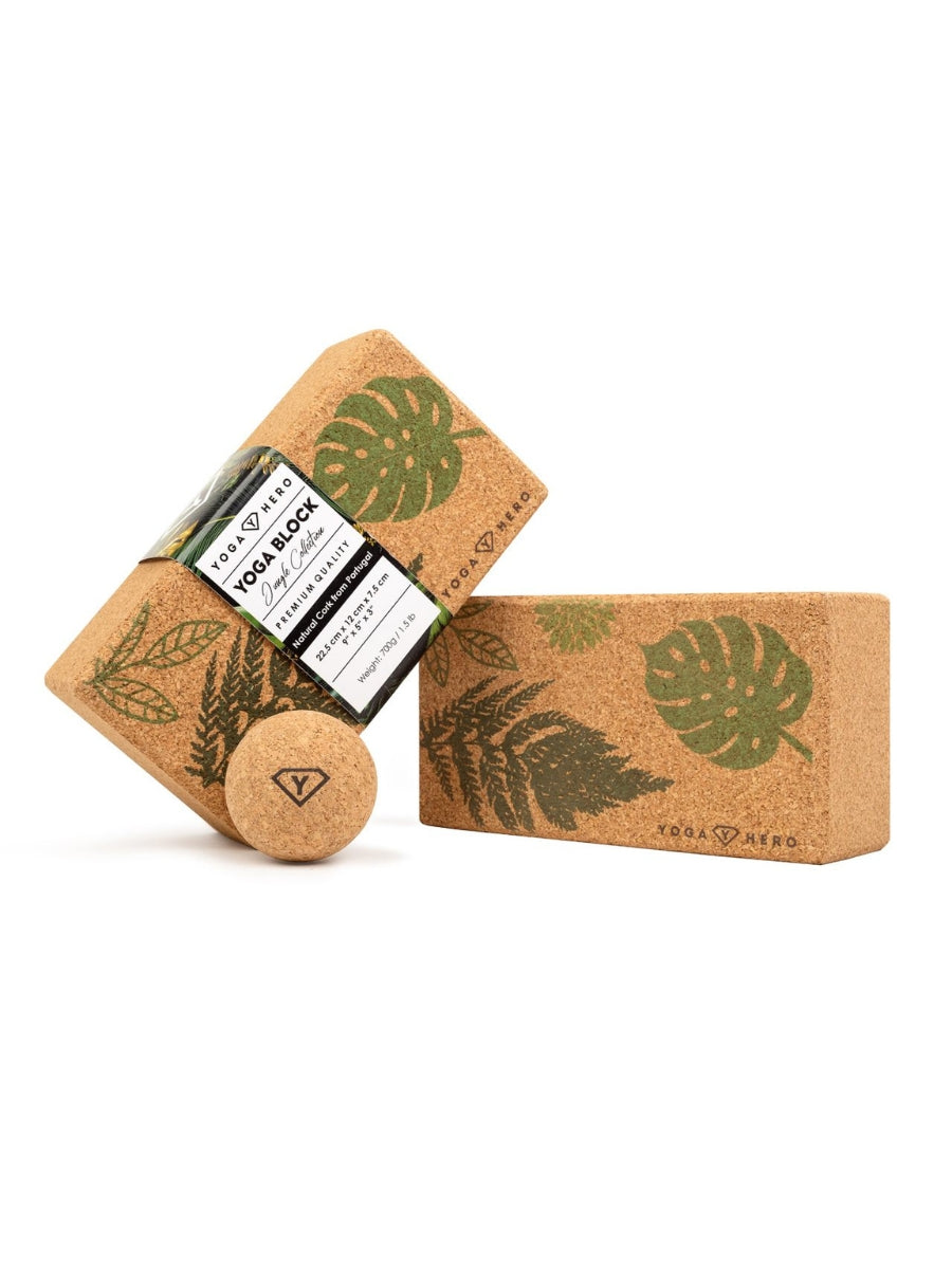 2 blocs de yoga Jungle avec balle de massage