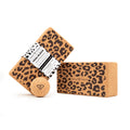 2 leopard yoga blocks with massage ball