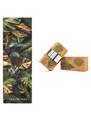 <tc>Set de Voyage FEUILLES (Tapis de Yoga + 2 Briques de yoga)</tc>