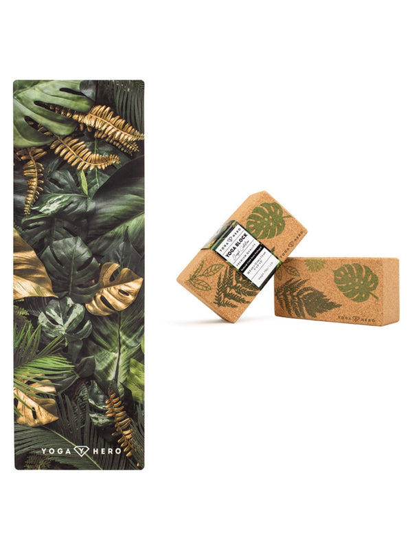 <tc>Set de Voyage FEUILLES (Tapis de Yoga + 2 Briques de yoga)</tc>