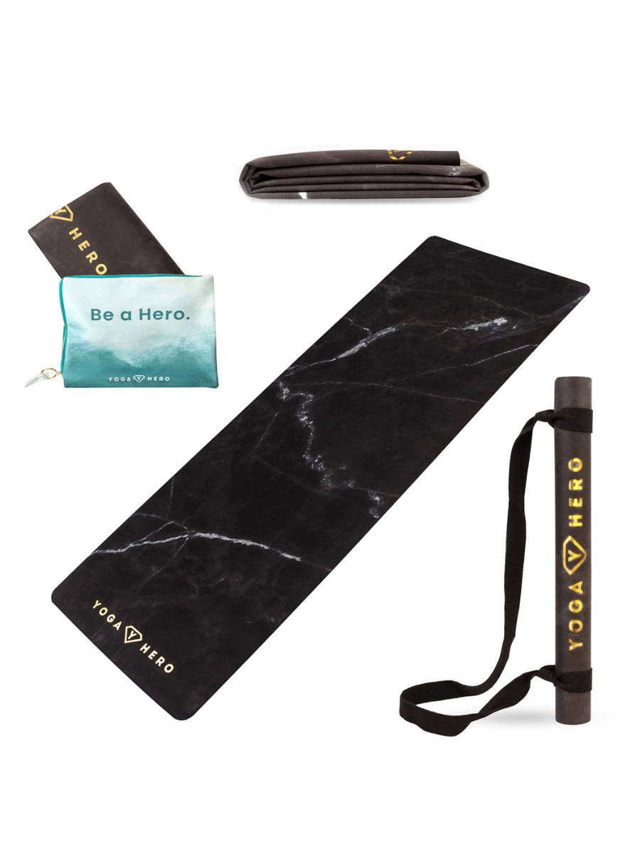 <tc>Tapis de yoga de voyage NOIR MARBRE OR 2mm (avec son sac de protection)</tc>