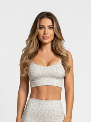 Soutien-gorge de sport gris léopard