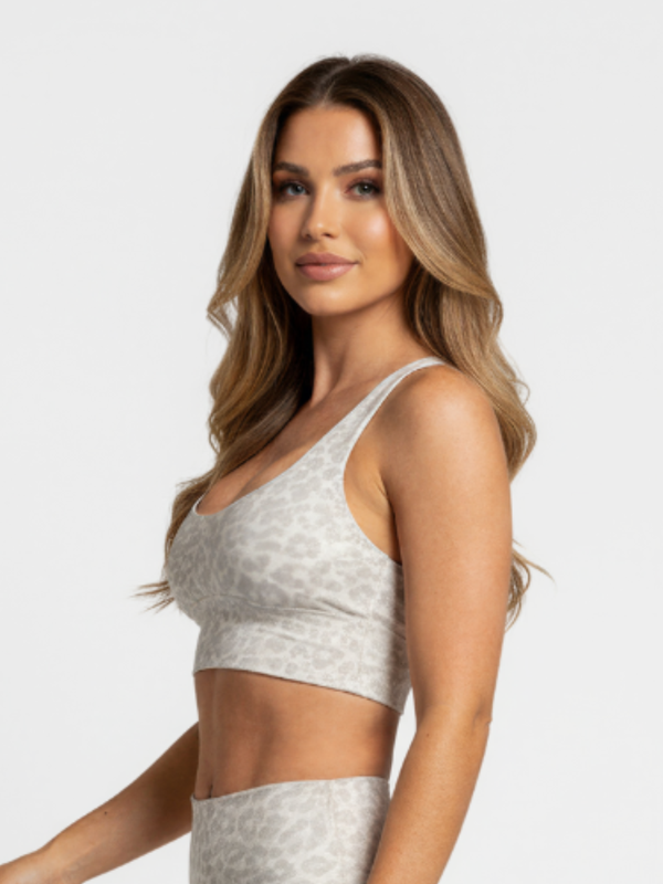 Soutien-gorge de sport gris léopard