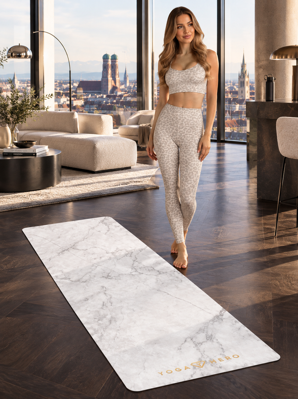 Tapis de yoga White Marble Gold 4mm