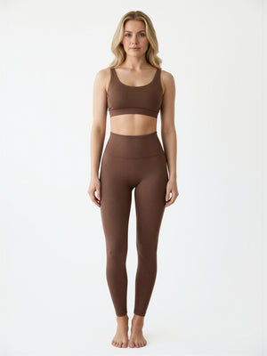 Leggings mit hohem Bund – Chocolate Braun