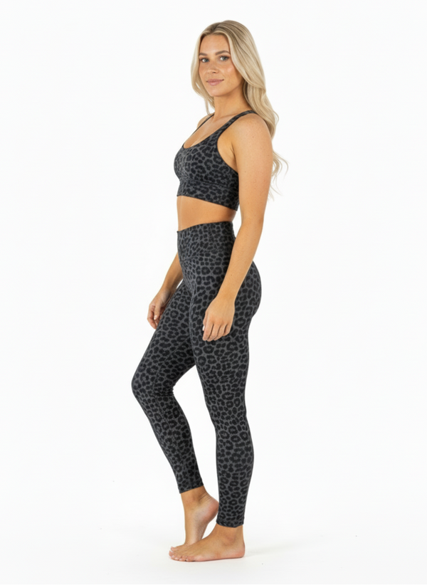Ensemble leggings + soutien-gorge de sport Gris Léopard