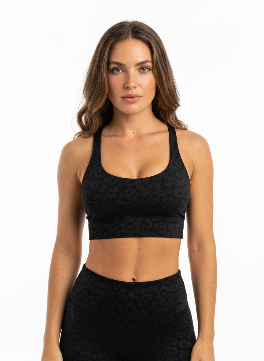 Soutien-gorge de sport noir léopard