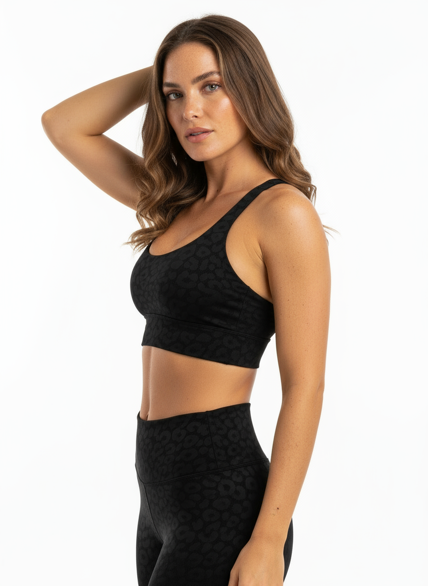Soutien-gorge de sport noir léopard