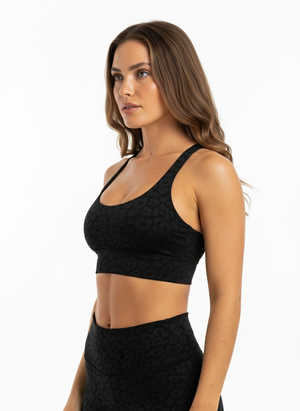 Ensemble Leggings + Soutien-gorge de sport Noir Léopard