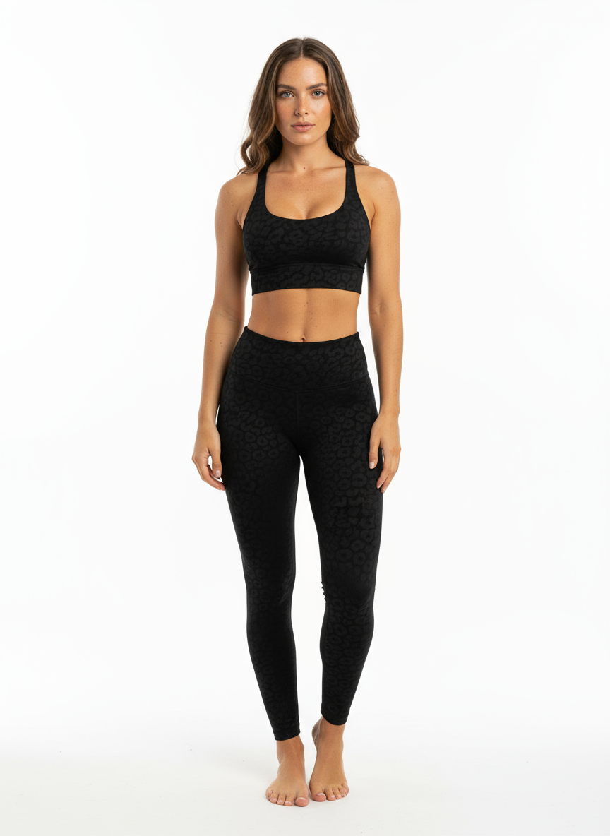 Set Leggings + Sports Bra Black Leopard