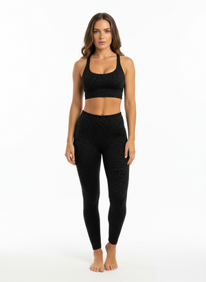 Ensemble Leggings + Soutien-gorge de sport Noir Léopard