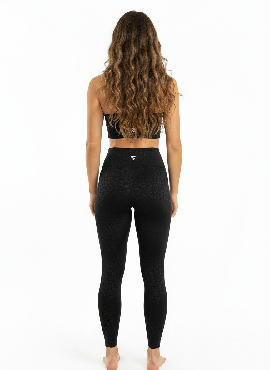 Set Leggings + Sports Bra Black Leopard