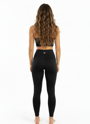 Ensemble Leggings + Soutien-gorge de sport Noir Léopard