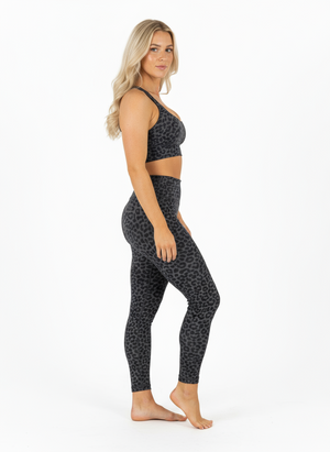Ensemble leggings + soutien-gorge de sport Gris Léopard