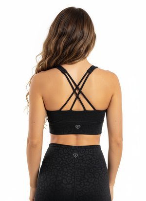 Set Leggings + Sport BH Leopard Schwarz